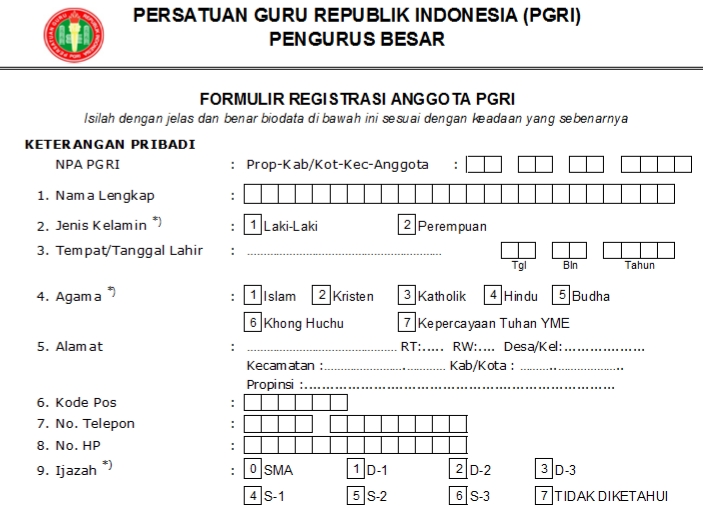 Pendaftaran PGRI Ciputat - Persatuan Guru Republik Indonesia Cabang Ciputat